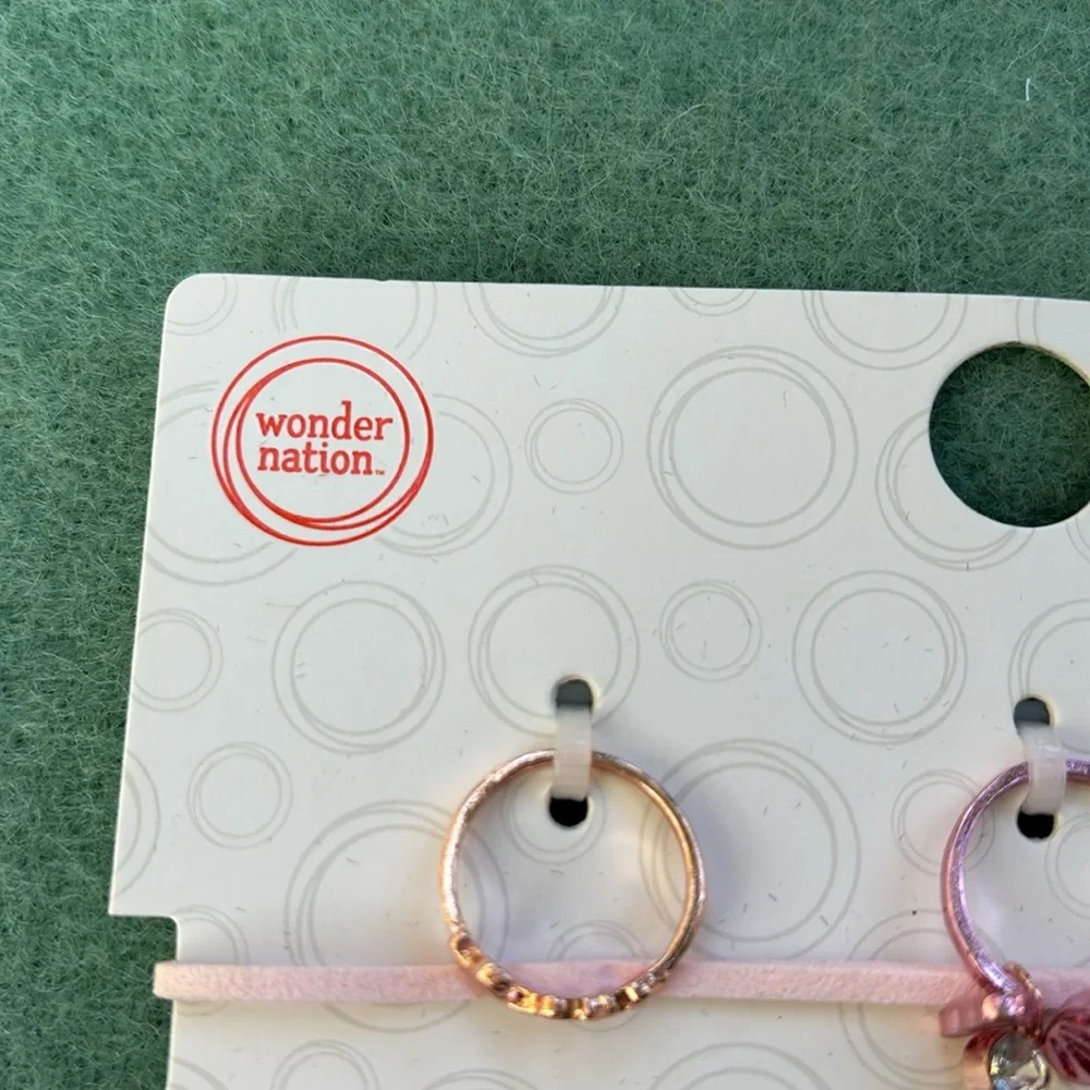 NWT Wonder Nation 4 12” Chokers 2 Extenders 3 Rings Set Butterfly Love Stretch